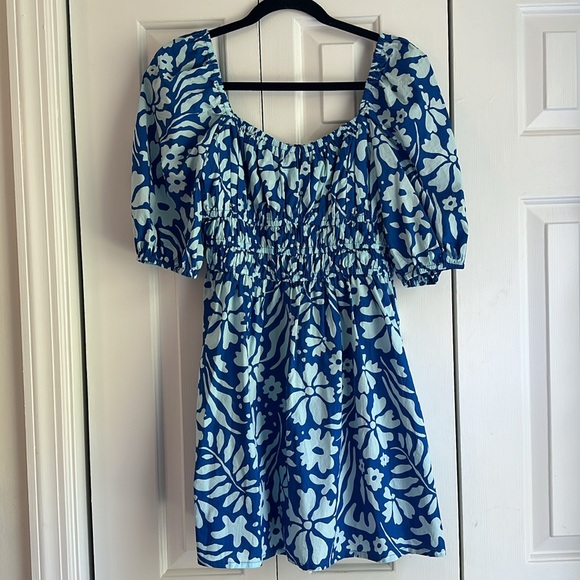 Marinelli Mini Dress in Sidra Floral Print Blue - Large - Picture 3 of 5